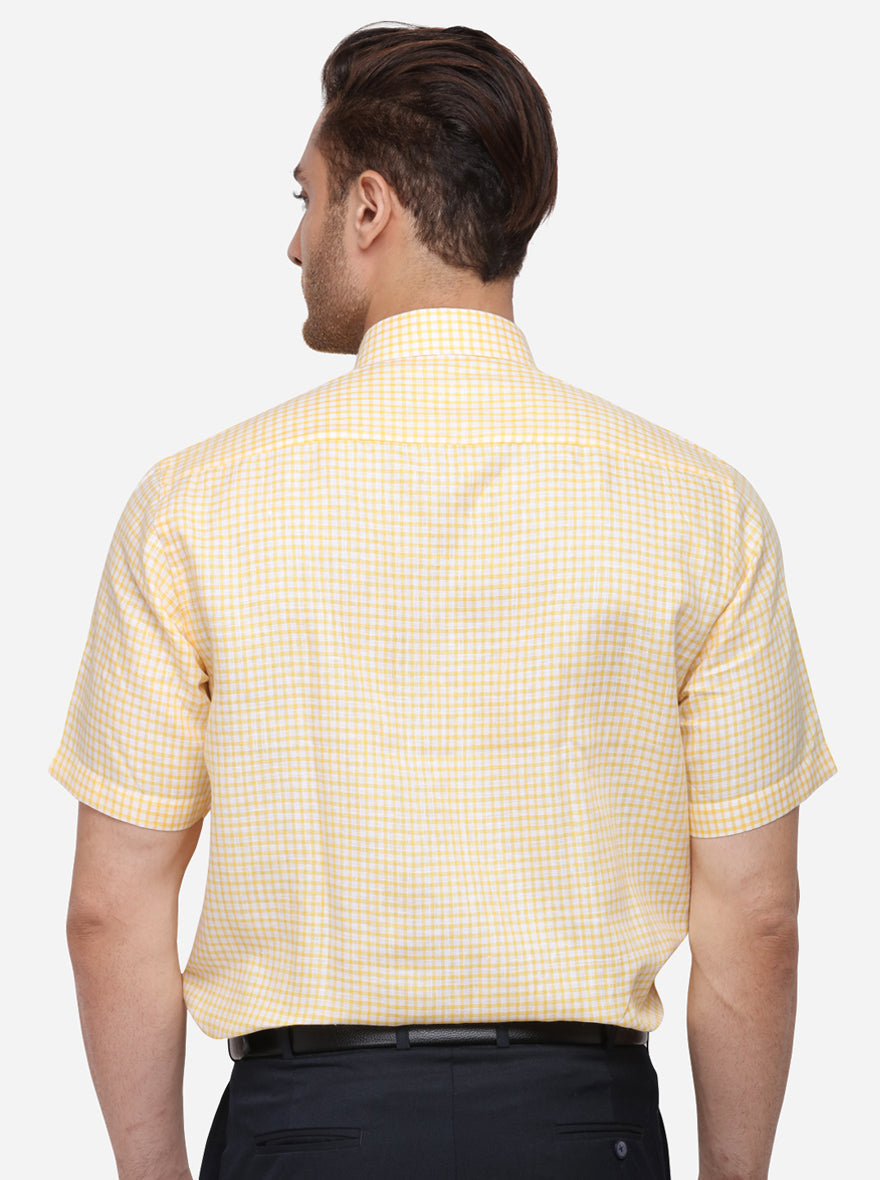 Yellow Striped Regular Fit Formal Shirt | JadeBlue