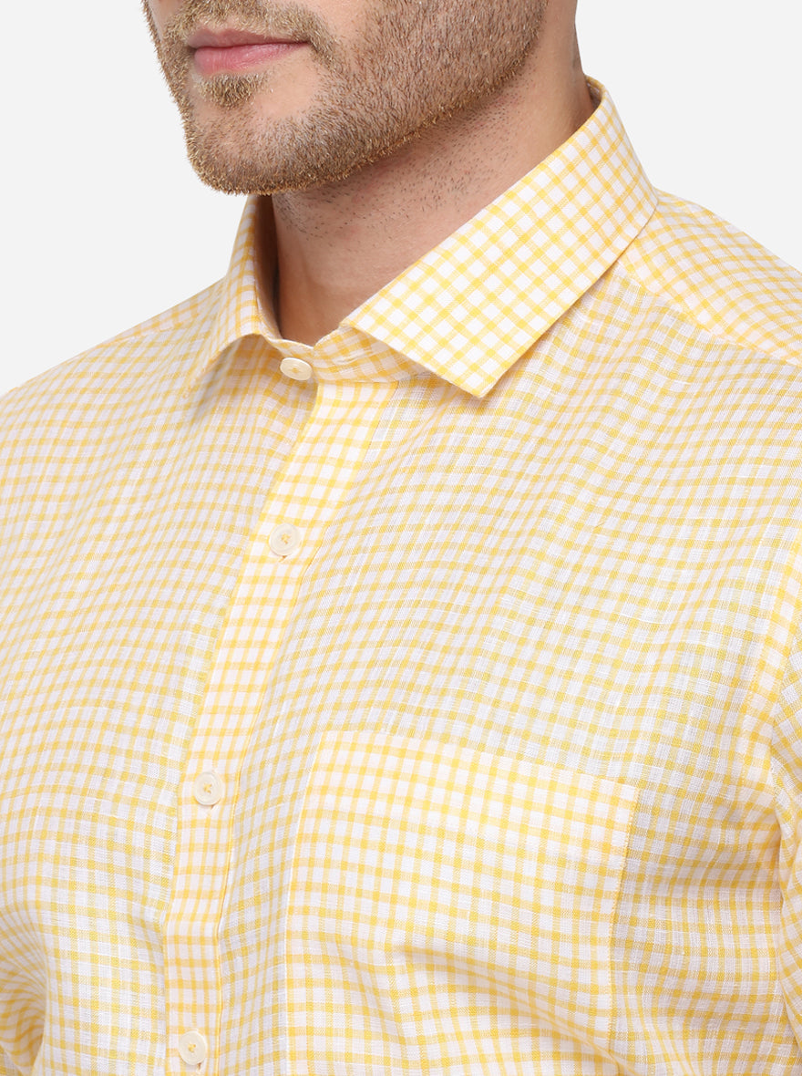 Yellow Striped Regular Fit Formal Shirt | JadeBlue