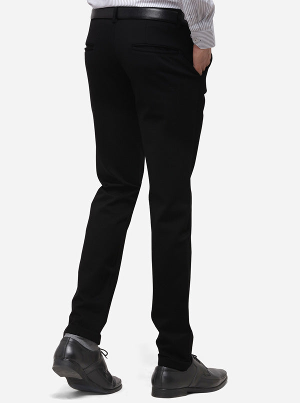 Black Slim Fit Solid Formal Trouser | JB Studio