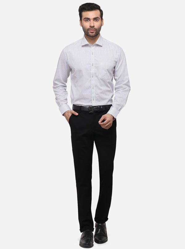 Black Slim Fit Solid Formal Trouser | JB Studio