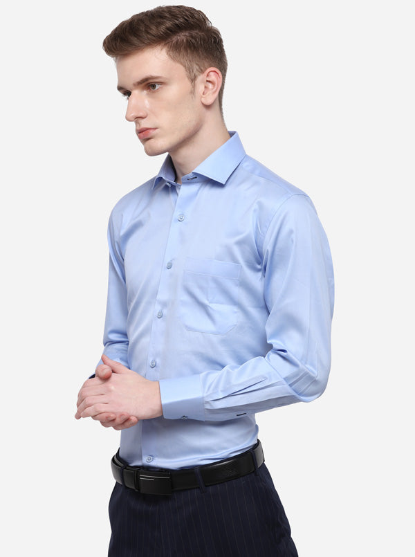 Sky Blue Solid Slim Fit Formal Shirt | JadeBlue