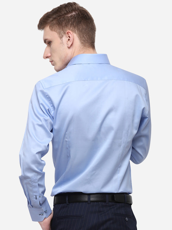 Sky Blue Solid Slim Fit Formal Shirt | JadeBlue