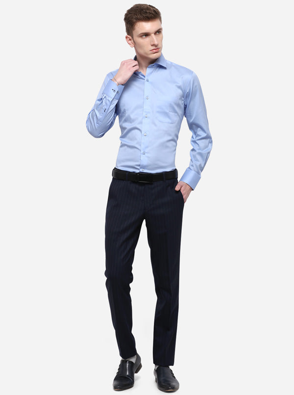 Sky Blue Solid Slim Fit Formal Shirt | JadeBlue