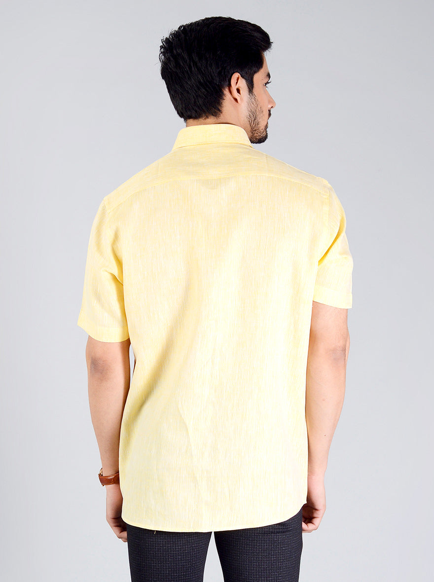 Light Yellow Self Design Regular Fit Formal Shirt | JadeBlue