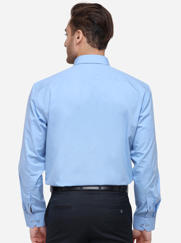 Sky Blue Solid Regular Fit Formal Shirt | JadeBlue