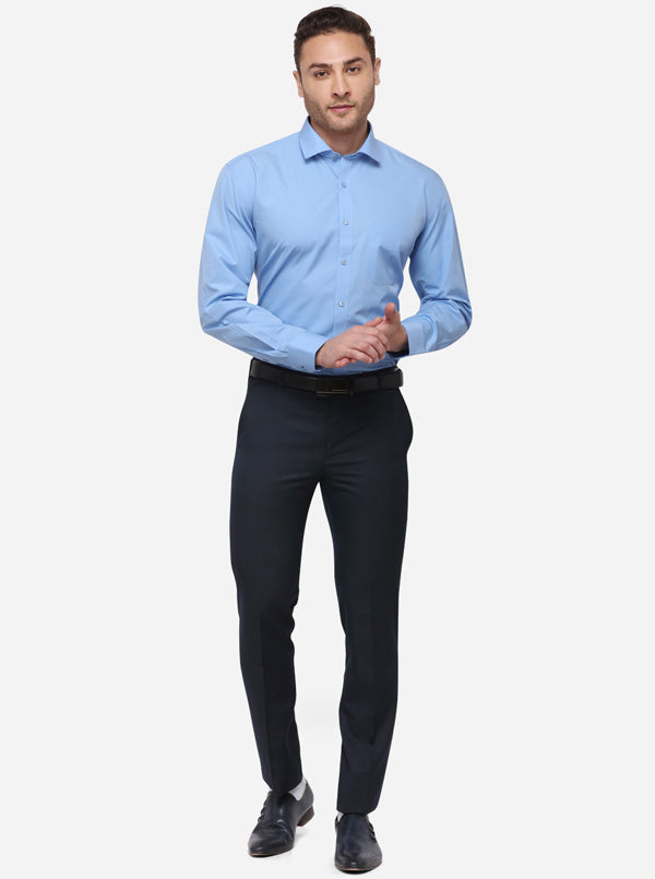 Sky Blue Solid Regular Fit Formal Shirt | JadeBlue