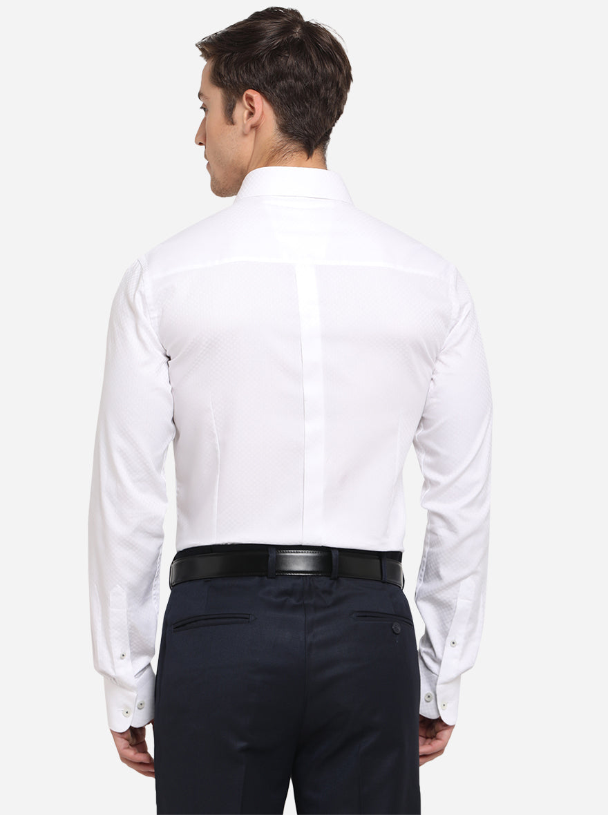 White Dobby Slim Fit Formal Shirt | JadeBlue