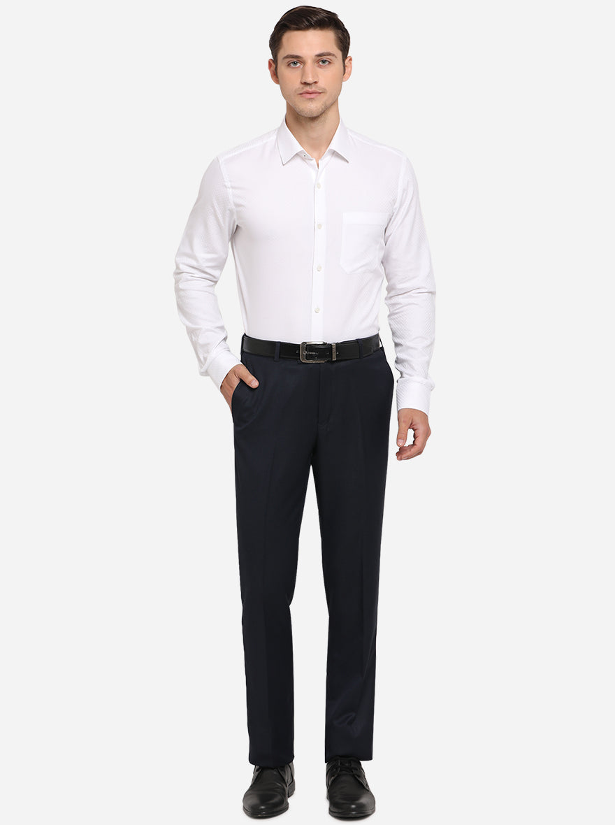 White Dobby Slim Fit Formal Shirt | JadeBlue