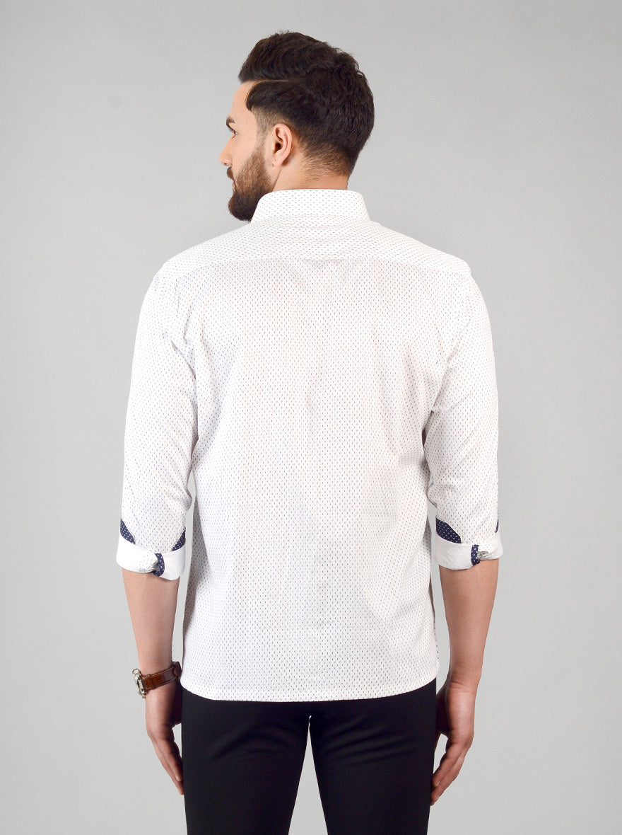 White Printed Regular Fit Formal Shirt | Greenfibre