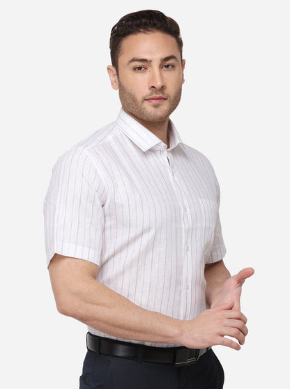 White Striped Regular Fit Formal Shirt | JadeBlue