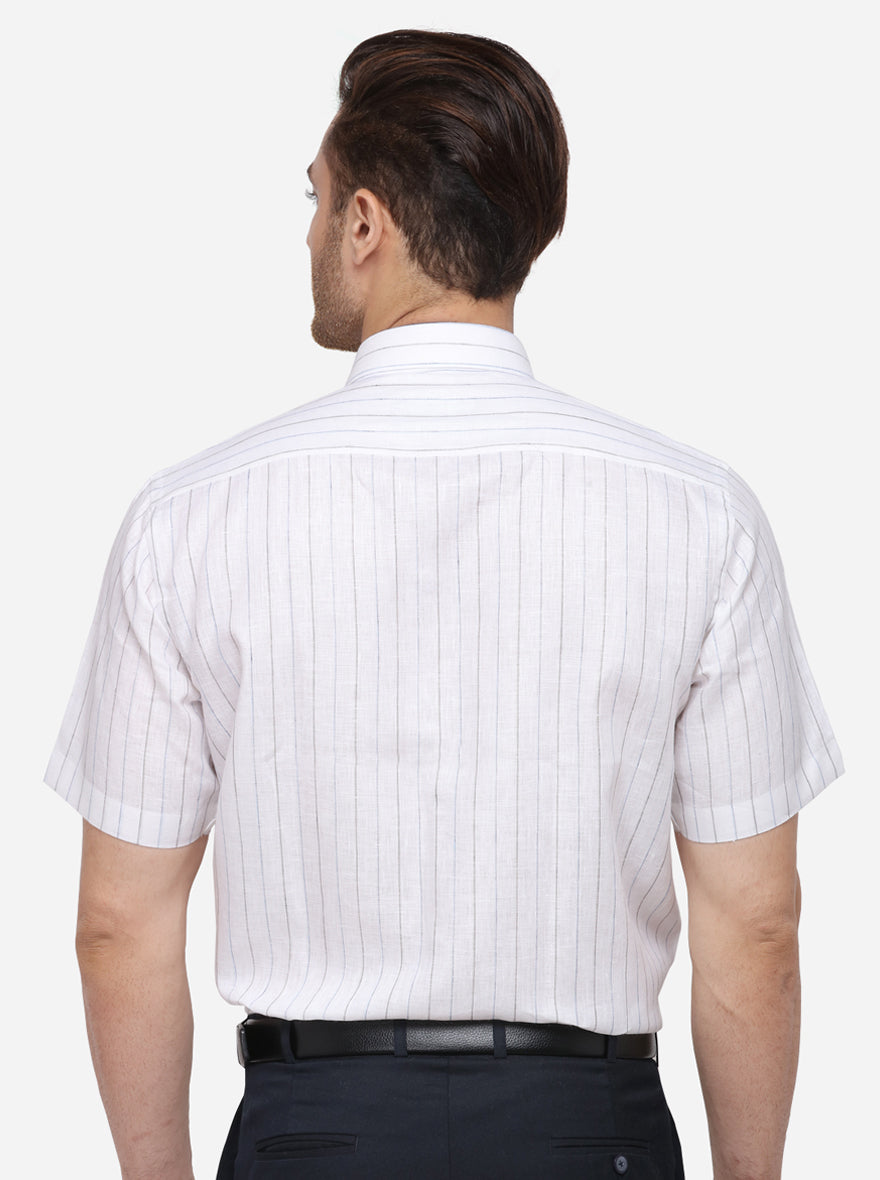 White Striped Regular Fit Formal Shirt | JadeBlue