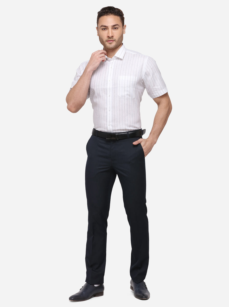 White Striped Regular Fit Formal Shirt | JadeBlue