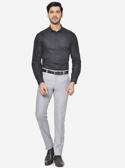 Black Striped Slim Fit Party Wear Shirt | Greenfibre