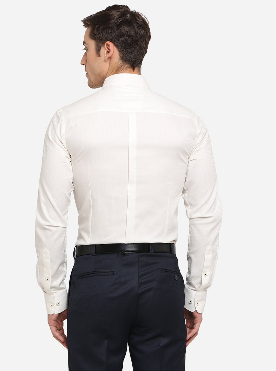 Off-White Dobby Slim Fit Formal Shirt | JadeBlue