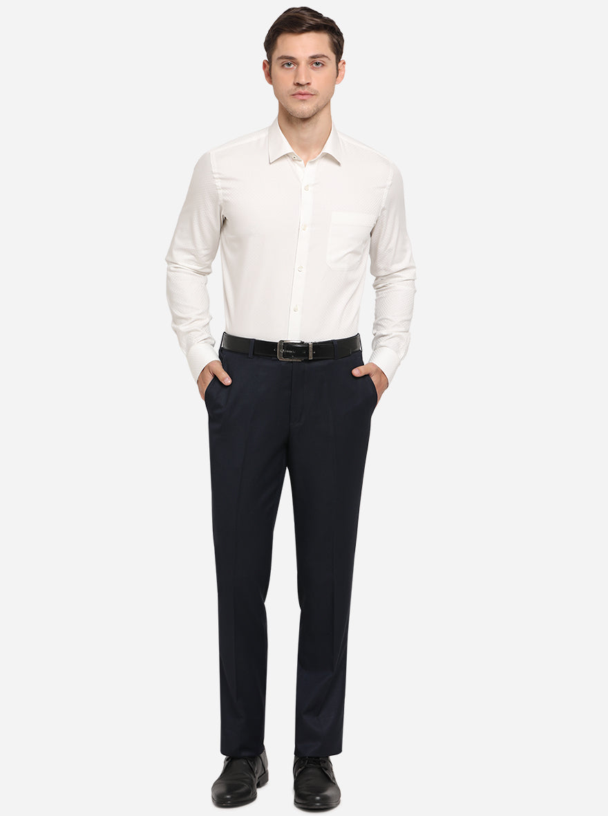 Off-White Dobby Slim Fit Formal Shirt | JadeBlue