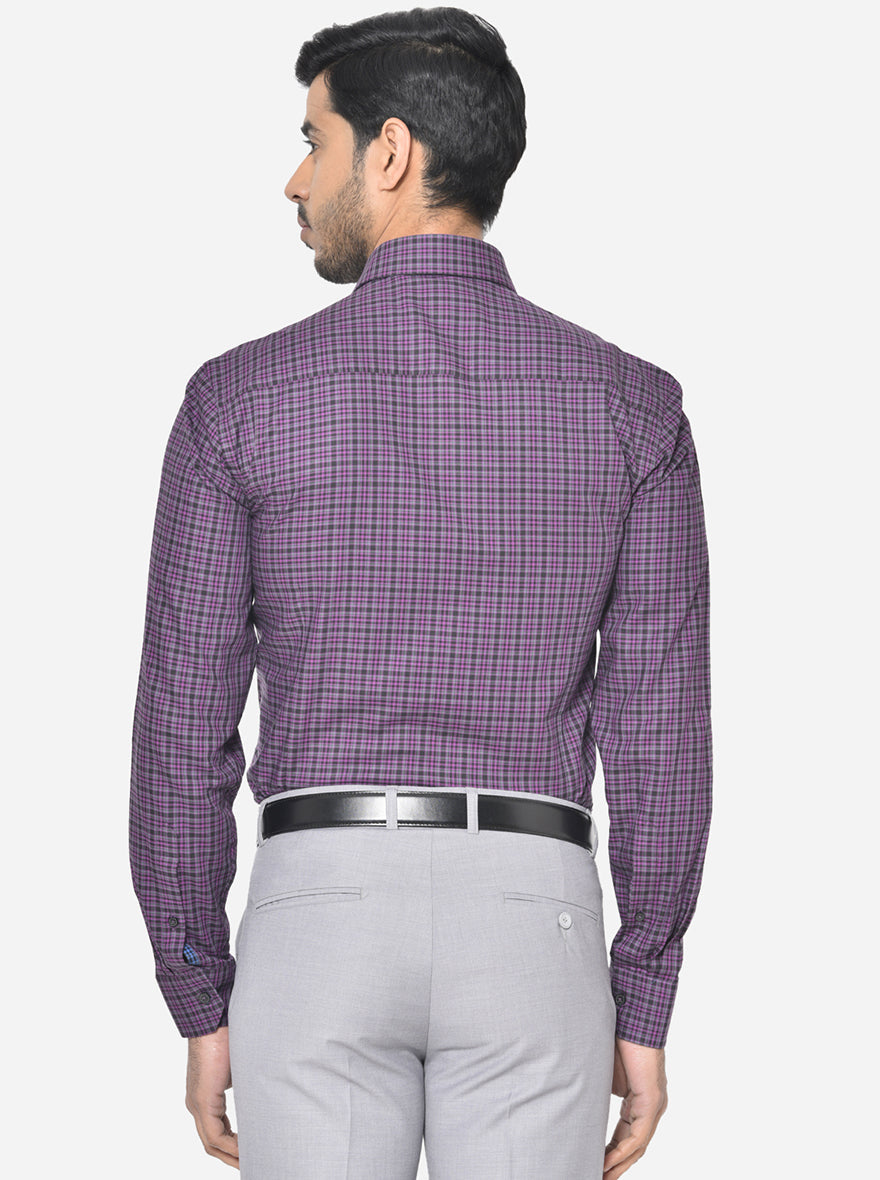 Lilac Checked Slim Fit Formal Shirt | JadeBlue