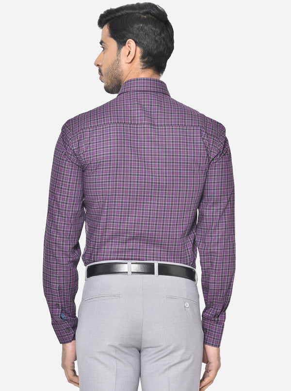 Lilac Checked Slim Fit Formal Shirt | JadeBlue