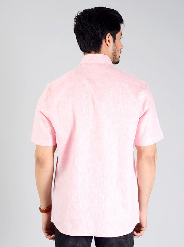 Light Pink Self Design Regular Fit Formal Shirt | JadeBlue