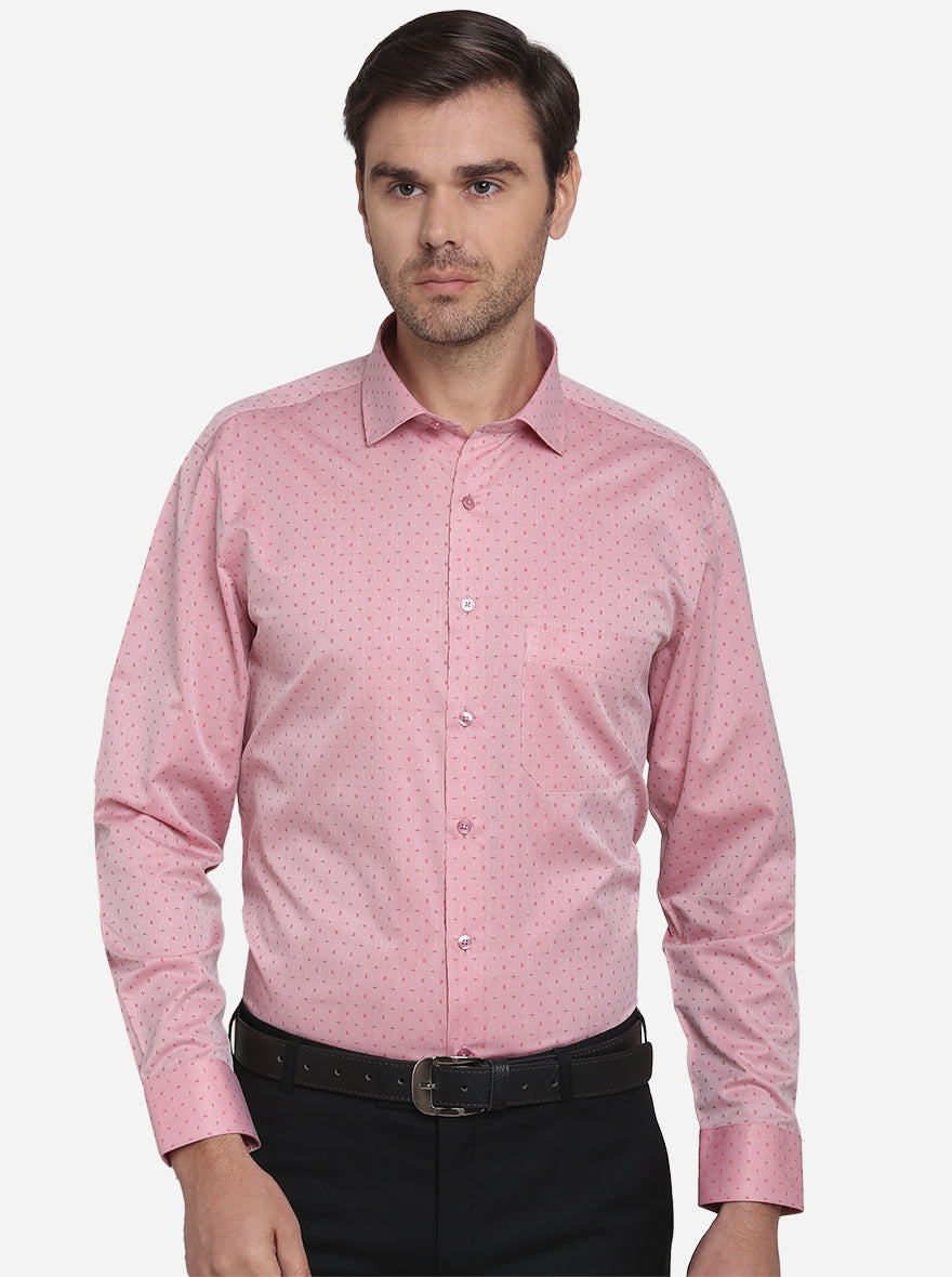 Light Pink Dobby Regular Fit Formal Shirt  | Greenfibre