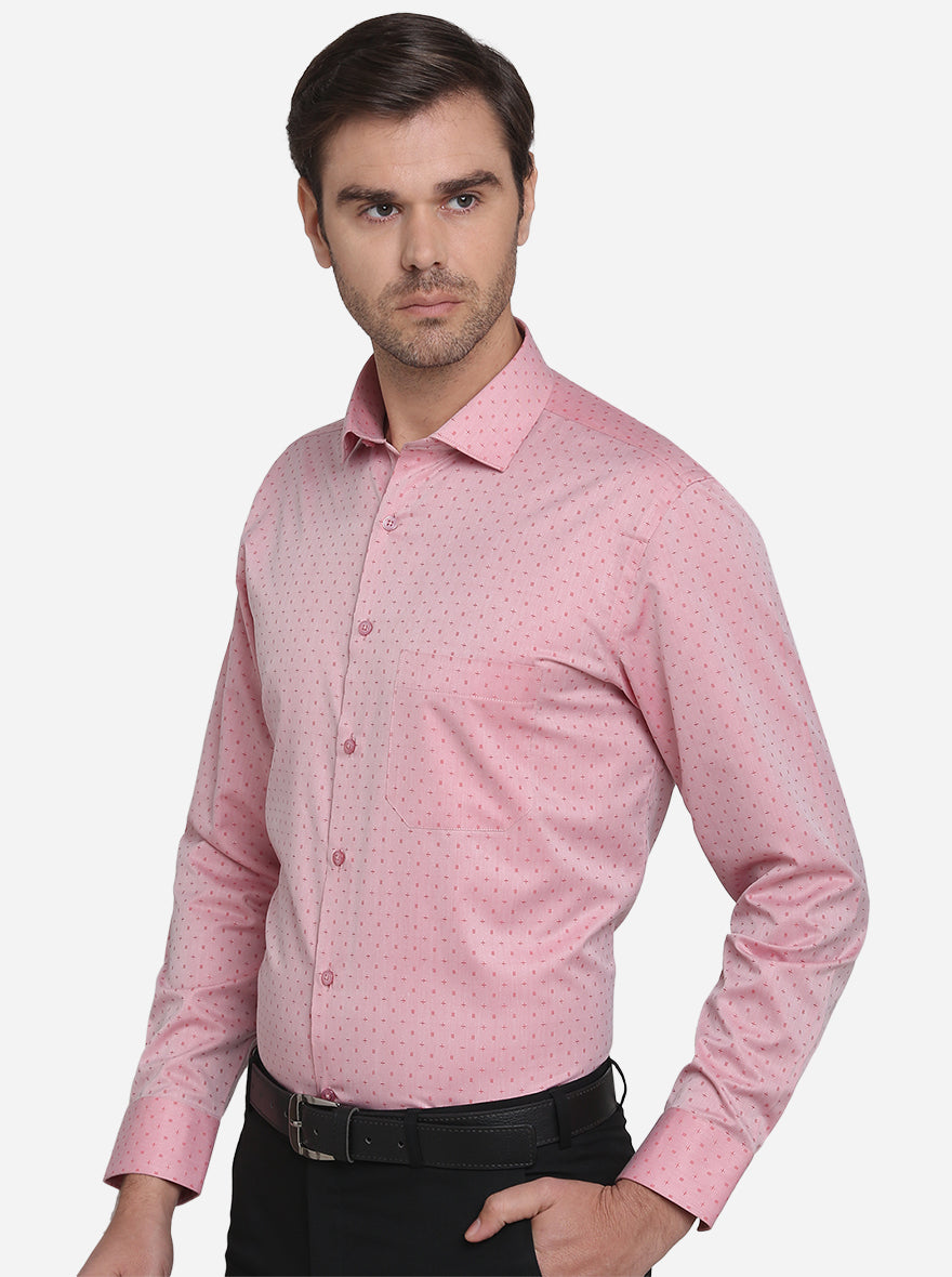 Light Pink Dobby Regular Fit Formal Shirt  | Greenfibre