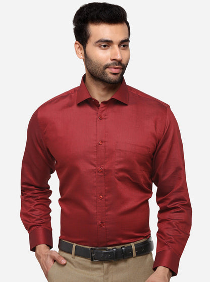 Red Solid Regular Fit Formal Shirt | Greenfibre