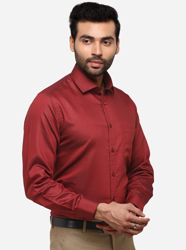 Red Solid Regular Fit Formal Shirt | Greenfibre