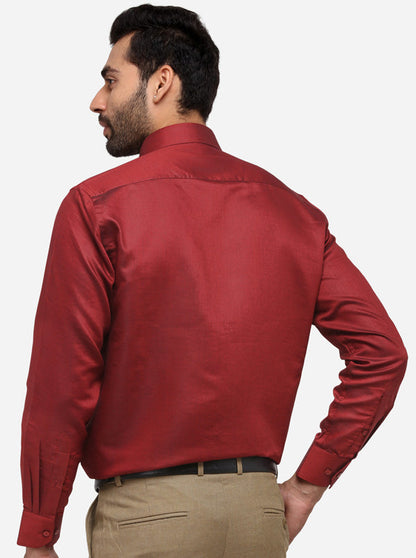 Red Solid Regular Fit Formal Shirt | Greenfibre