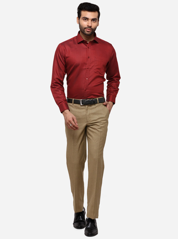 Red Solid Regular Fit Formal Shirt | Greenfibre