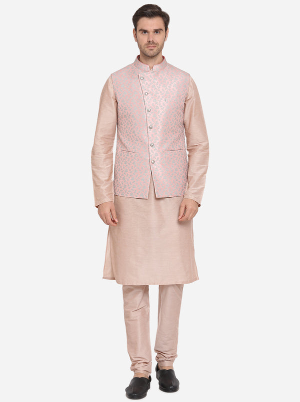 Pink & Grey Bandhgala Jacket | Azania