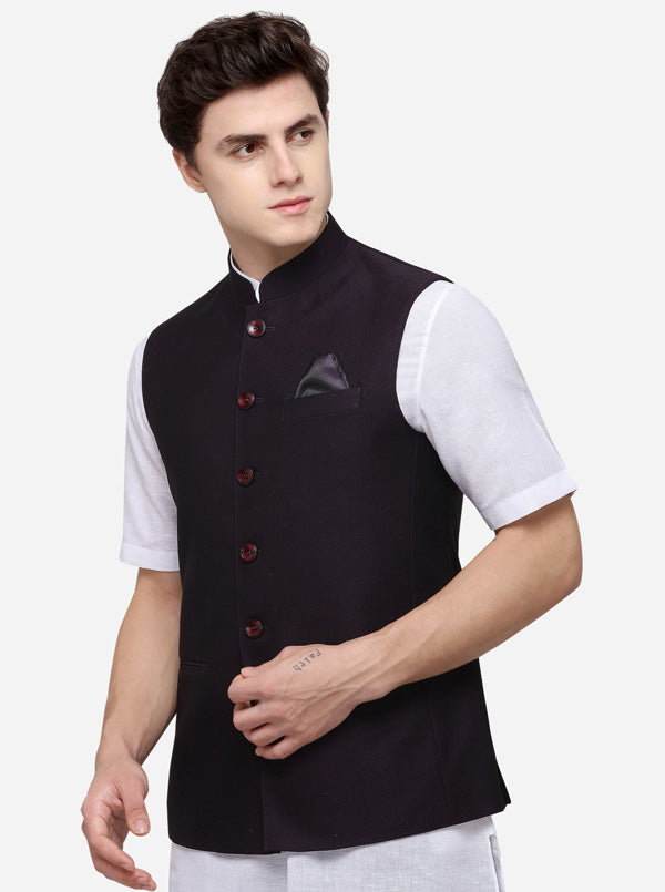 Wine Regular Fit Solid Modi Jacket | JadeBlue