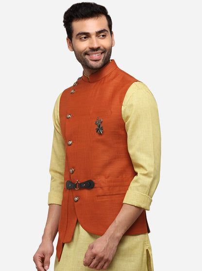 Rust Bandhgala Jacket | JB Studio