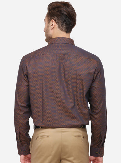 Coffee Striped Regular Fit Formal Shirt | Greenfibre