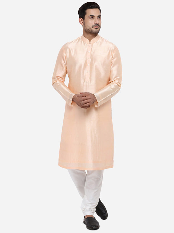 Peach Kurta Set with Peach Bandhgala Jacket | Siddhesh Chauhan