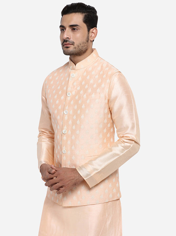 Peach Kurta Set with Peach Bandhgala Jacket | Siddhesh Chauhan