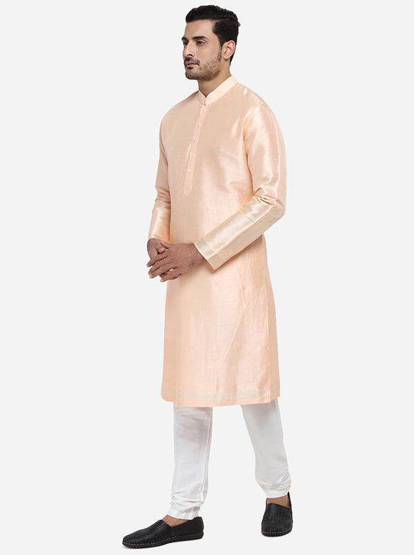 Peach Kurta Set with Peach Bandhgala Jacket | Siddhesh Chauhan