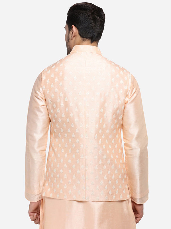 Peach Kurta Set with Peach Bandhgala Jacket | Siddhesh Chauhan