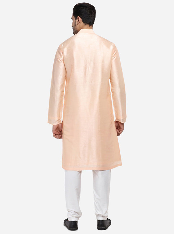 Peach Kurta Set with Peach Bandhgala Jacket | Siddhesh Chauhan