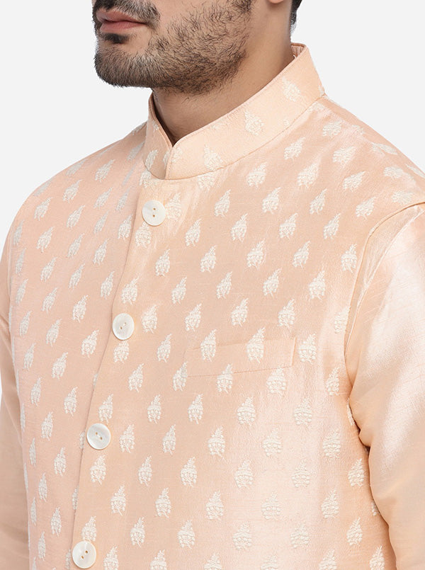 Peach Kurta Set with Peach Bandhgala Jacket | Siddhesh Chauhan