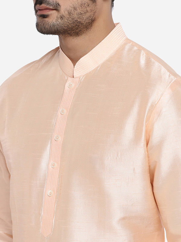 Peach Kurta Set with Peach Bandhgala Jacket | Siddhesh Chauhan