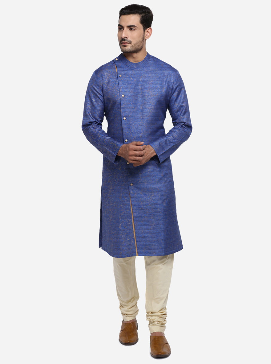 Cobalt Blue & Golden Kurta Set | Azania