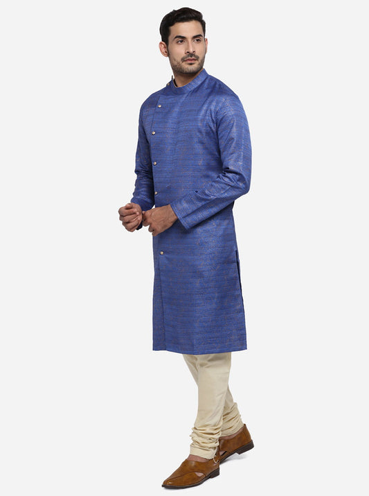 Cobalt Blue & Golden Kurta Set | Azania