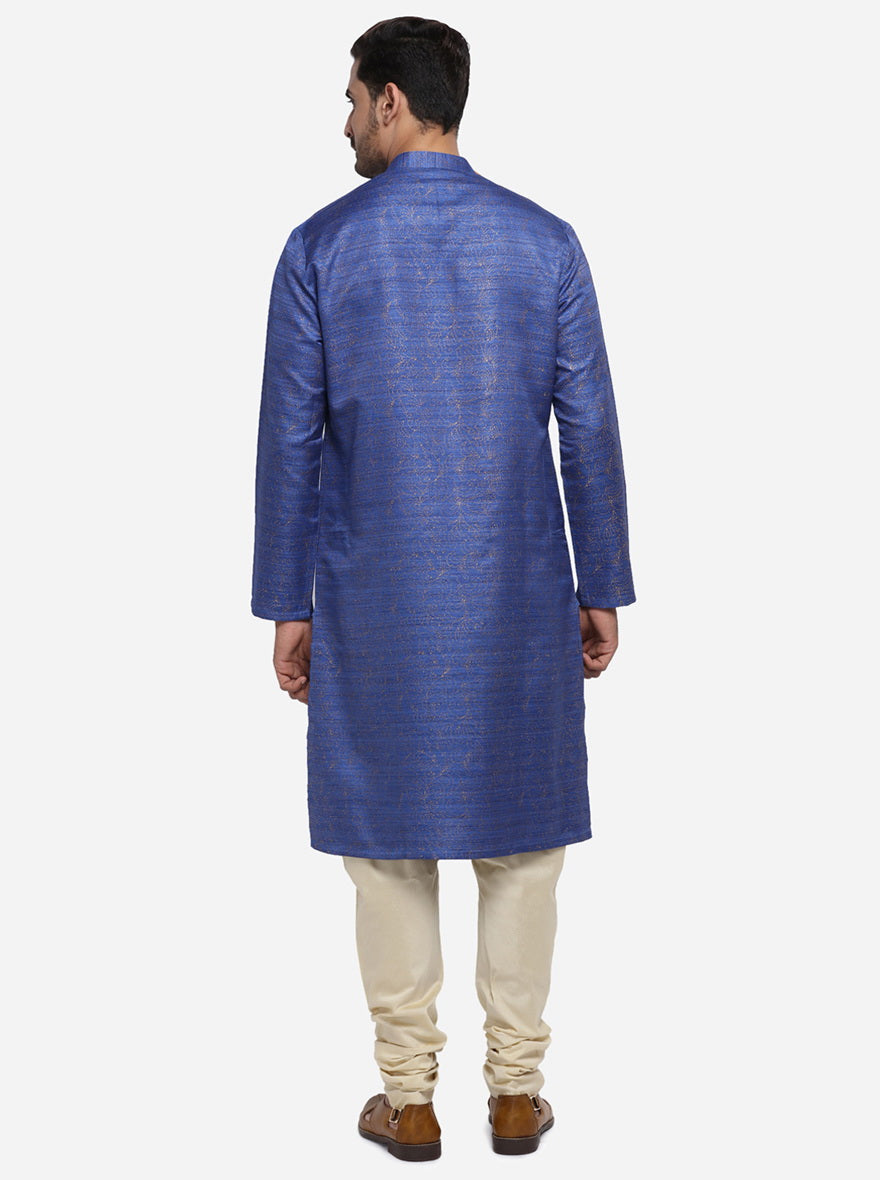 Cobalt Blue & Golden Kurta Set | Azania