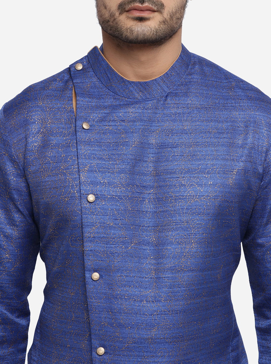 Cobalt Blue & Golden Kurta Set | Azania