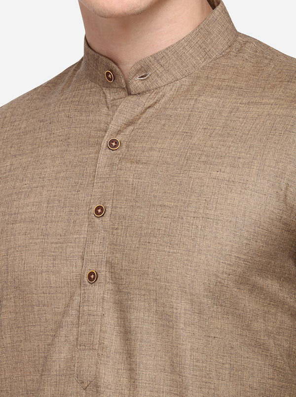 Otter Brown Self Textured Regular Fit Modi Kurta | JadeBlue
