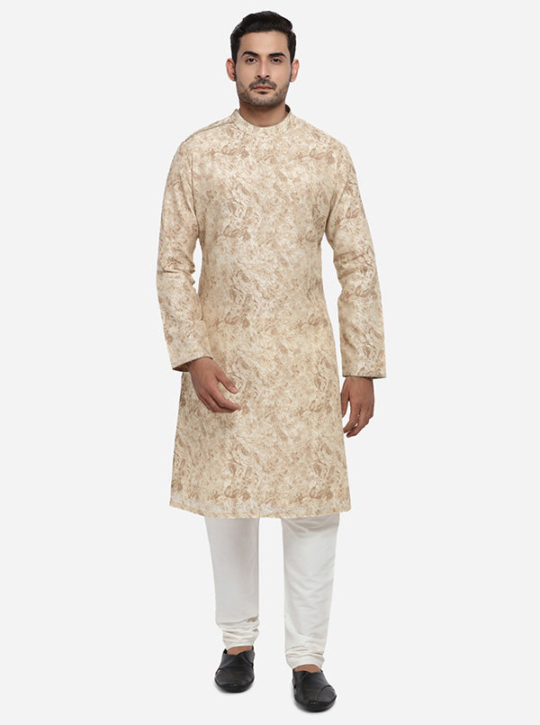 Cream & Brown Kurta Set | TULA