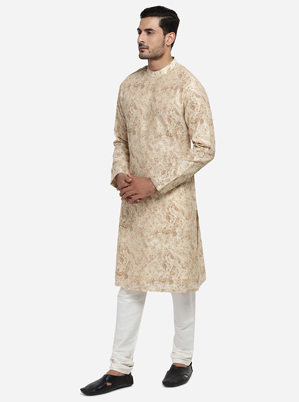 Cream & Brown Kurta Set | TULA