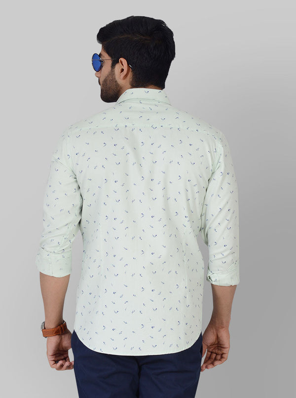 Pastel Green Printed Tailored Fit Casual Shirt | JB Sport