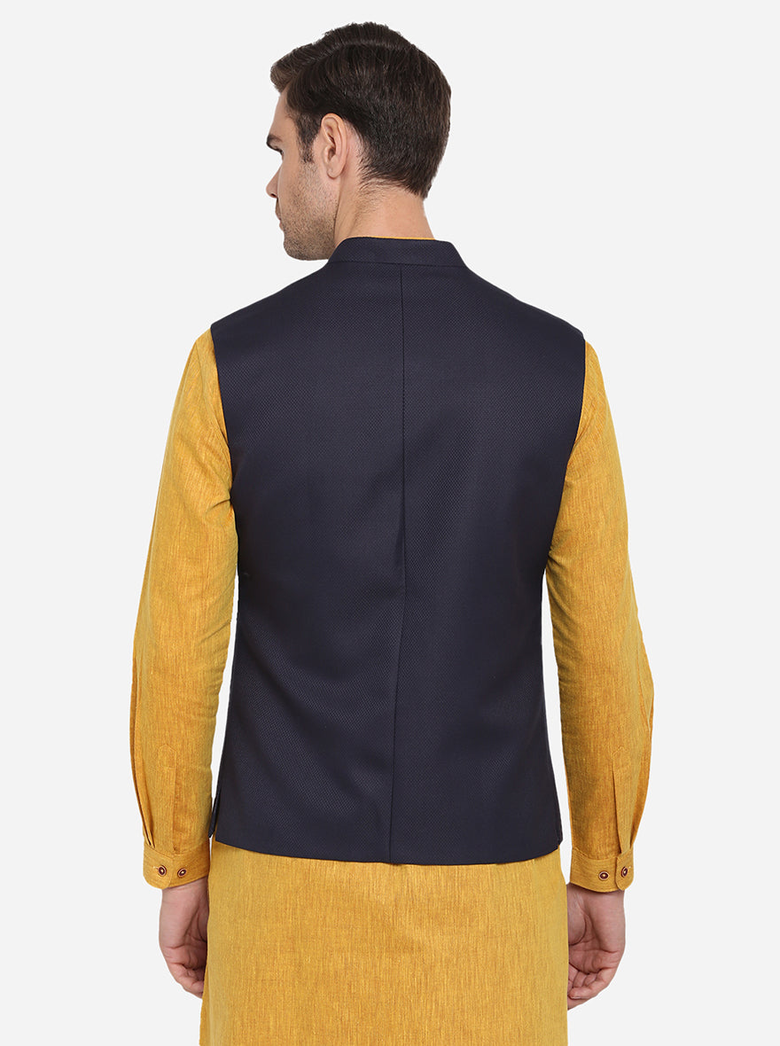 Navy Blue Bandhgala Jacket | Greenfibre