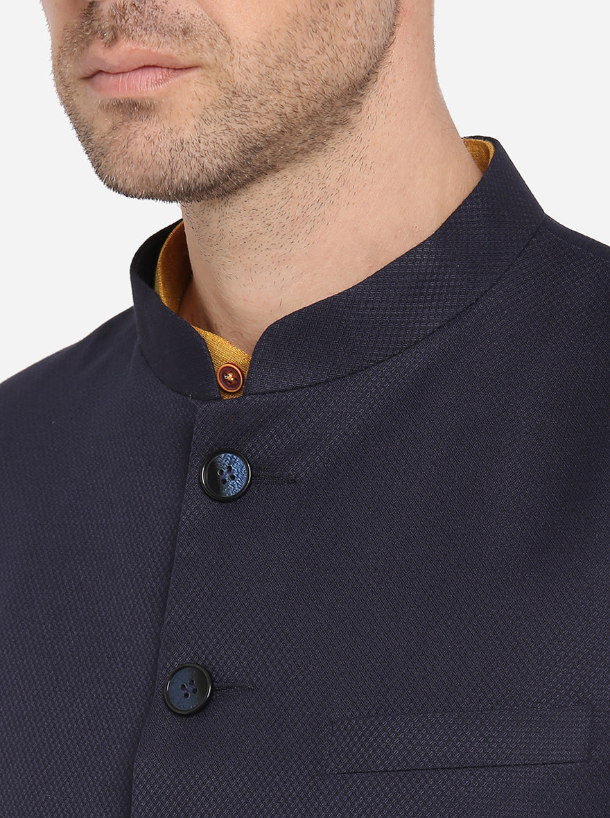 Navy Blue Bandhgala Jacket | Greenfibre