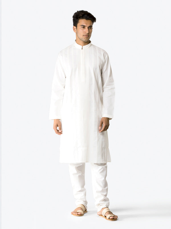 White Striped Kurta Set